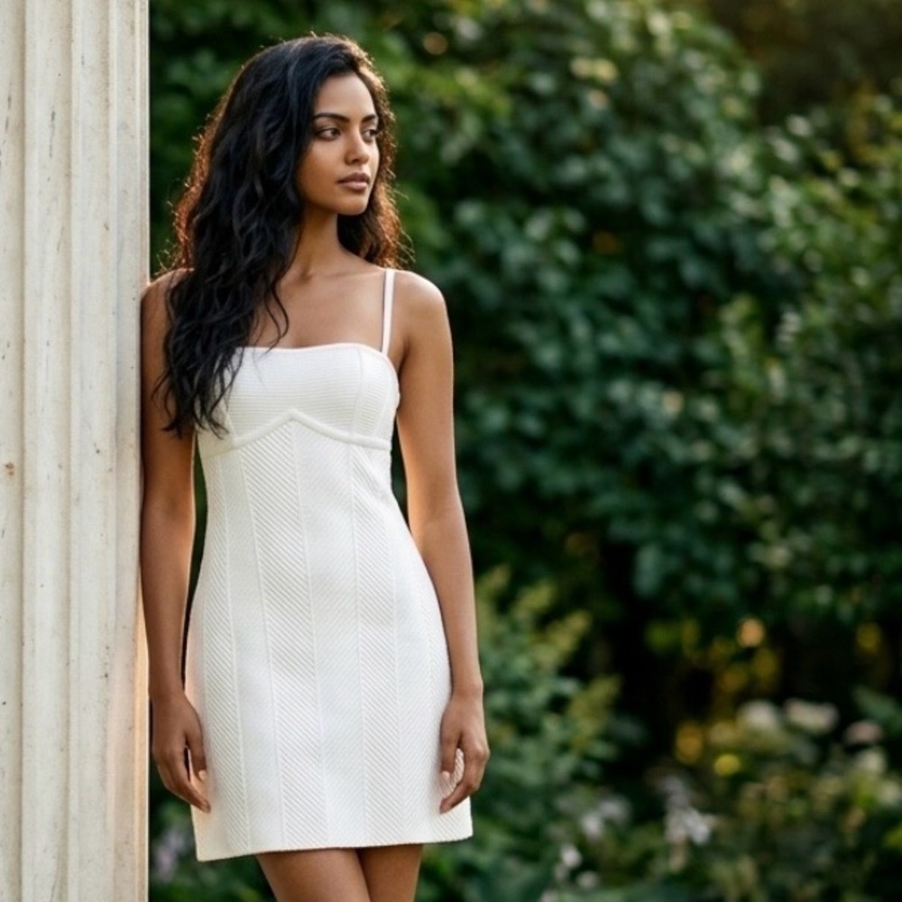 Herve Leger White Mini Bandage Dress